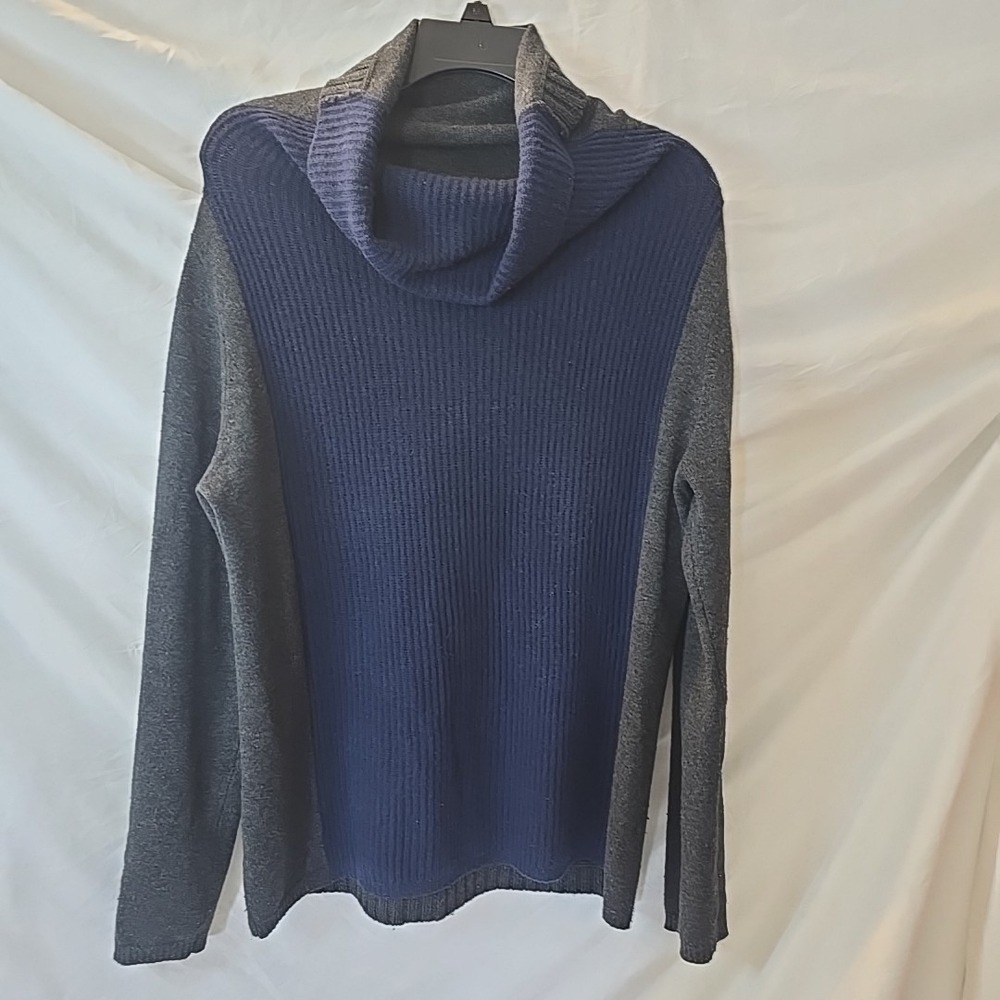 Label + Thread‎ Cashmere Wool Blend Turtleneck Sweater Blue/gray Women's Sz M